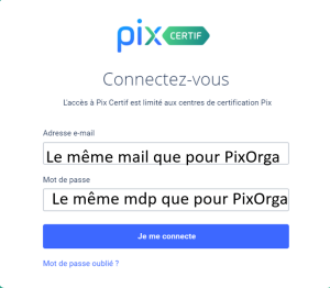 Capture d'écran de la page de connexion