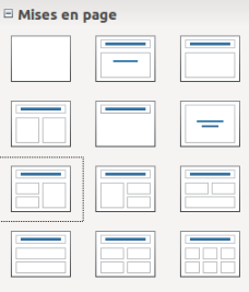 Mises en pages prédéfinies pour Impress