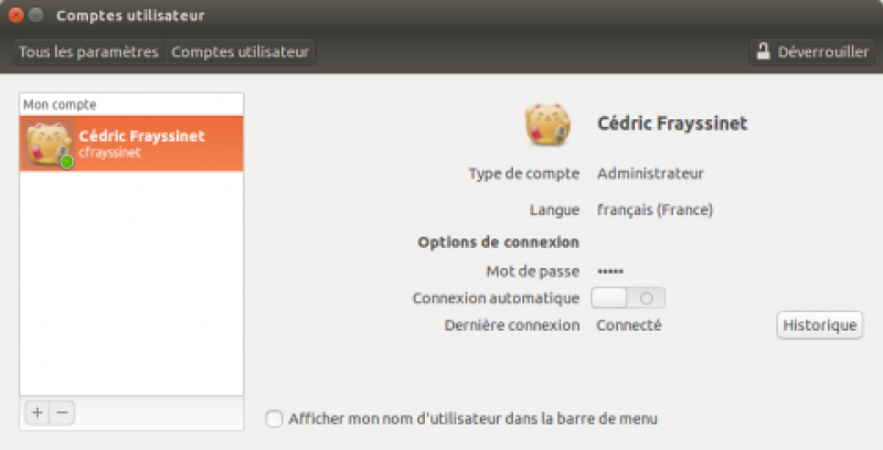 Interface de gestion des utilisateurs